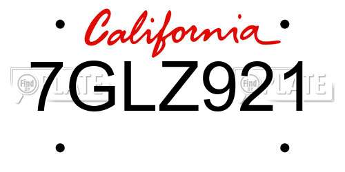 7GLZ921 California License Plate