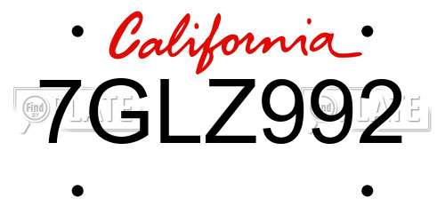 7GLZ992 California License Plate