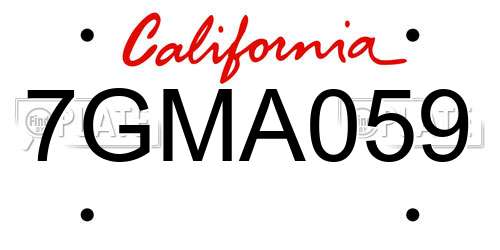 7GMA059 California License Plate