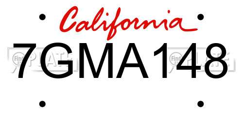 7GMA148 California License Plate