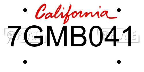 7GMB041 California License Plate