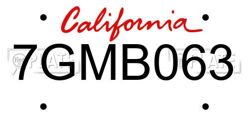 7GMB063 California License Plate