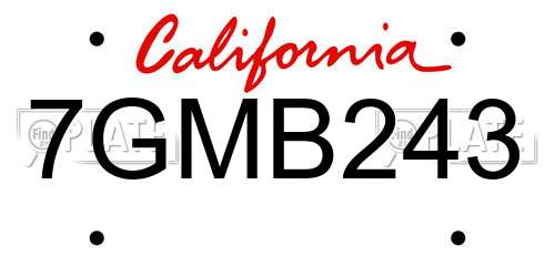 7GMB243 California License Plate