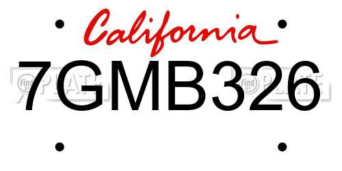 7GMB326 California License Plate