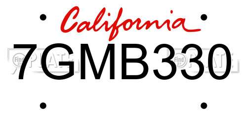 7GMB330 California License Plate