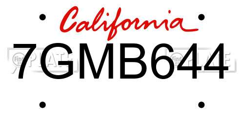 7GMB644 California License Plate
