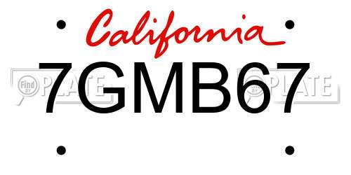 7GMB67 California License Plate