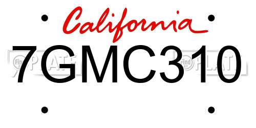 7GMC310 California License Plate
