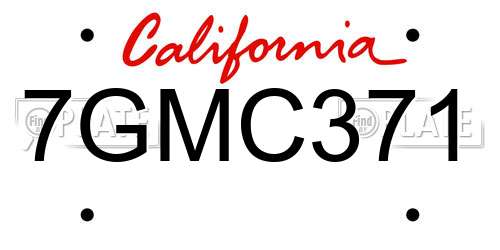 7GMC371 California License Plate