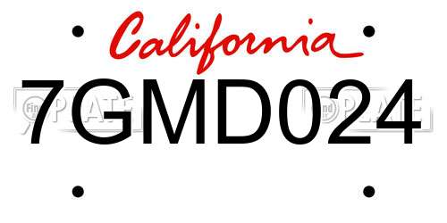 7GMD024 California License Plate