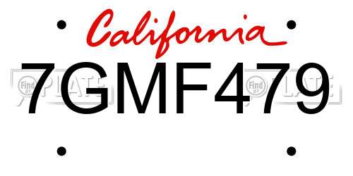 7GMF479 California License Plate