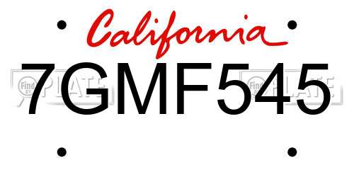 7GMF545 California License Plate