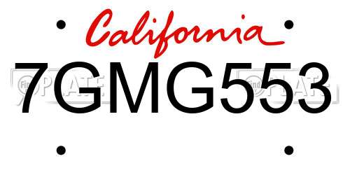 7GMG553 California License Plate