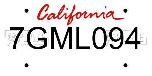 7GML094 California License Plate
