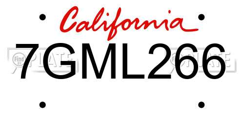7GML266 California License Plate