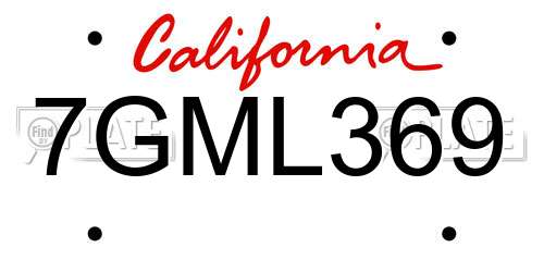 7GML369 California License Plate