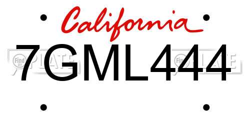 7GML444 California License Plate