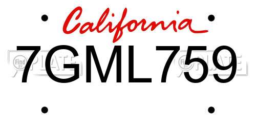 7GML759 California License Plate