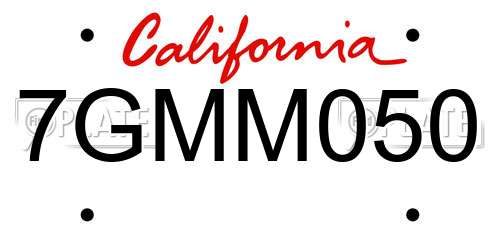 7GMM050 California License Plate