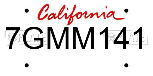 7GMM141 California License Plate