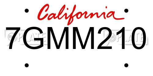 7GMM210 California License Plate