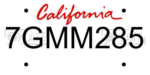 7GMM285 California License Plate
