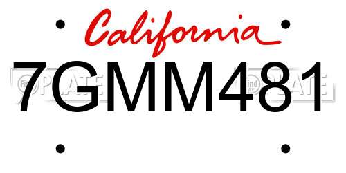 7GMM481 California License Plate