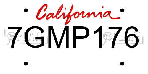 7GMP176 California License Plate