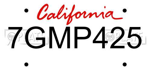 7GMP425 California License Plate