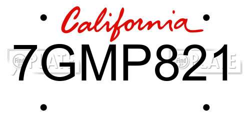 7GMP821 California License Plate