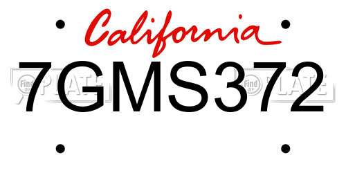 7GMS372 California License Plate