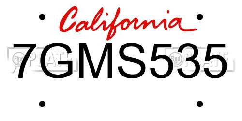 7GMS535 California License Plate
