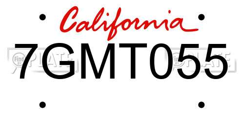 7GMT055 California License Plate