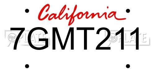 7GMT211 California License Plate