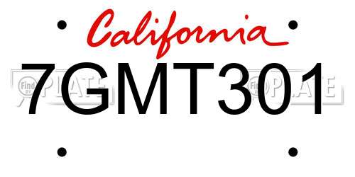 7GMT301 California License Plate