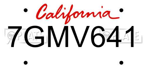 7GMV641 California License Plate
