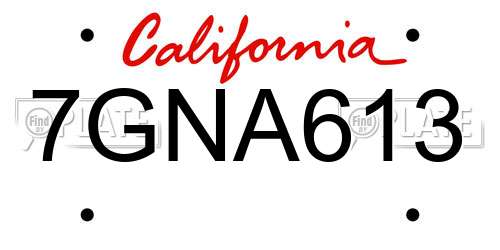 7GNA613 California License Plate