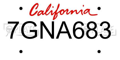 7GNA683 California License Plate