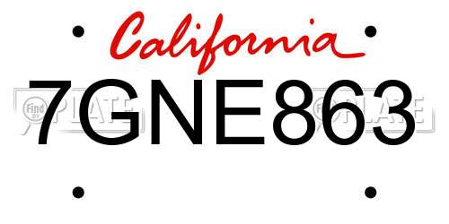 7GNE863 California License Plate