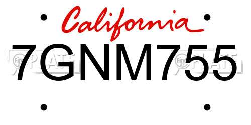 7GNM755 California License Plate