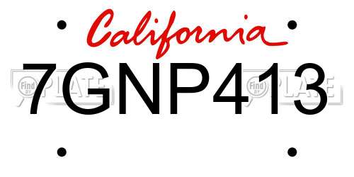 7GNP413 California License Plate