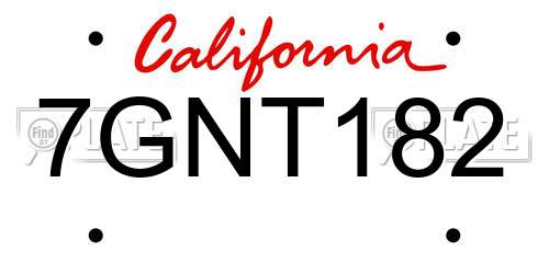 7GNT182 California License Plate
