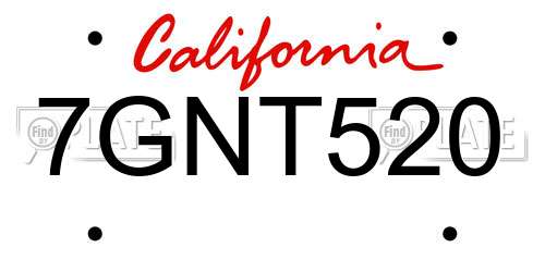 7GNT520 California License Plate