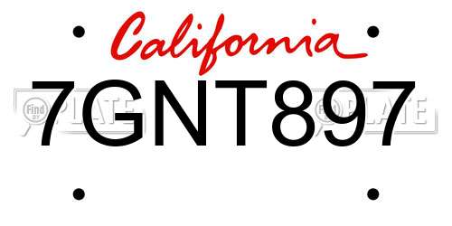 7GNT897 California License Plate