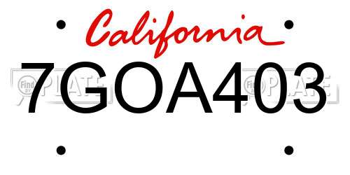 7GOA403 California License Plate