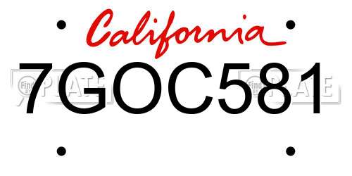 7GOC581 California License Plate