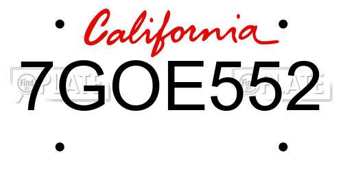 7GOE552 California License Plate