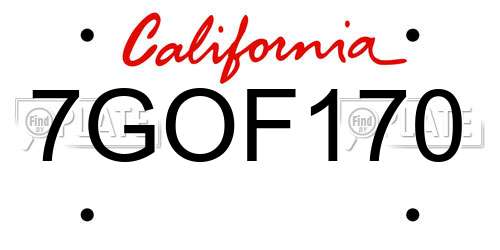7GOF170 California License Plate