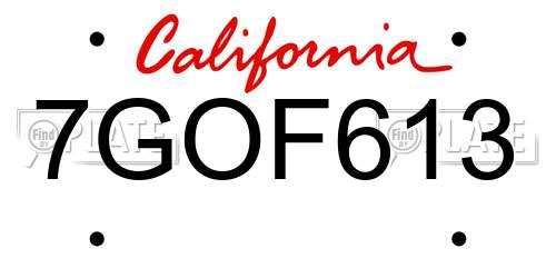 7GOF613 California License Plate