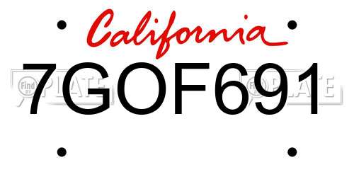 7GOF691 California License Plate